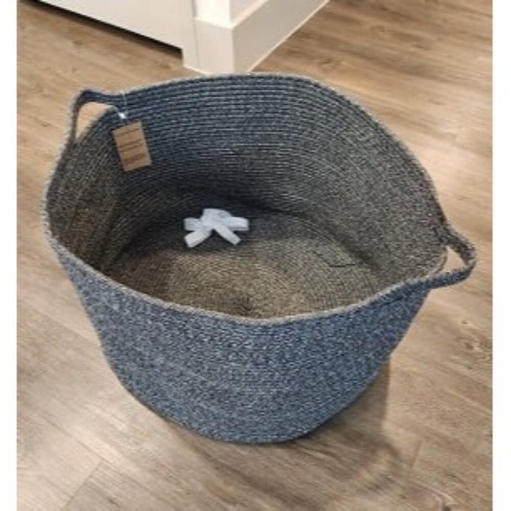 New Large Dark Grey Storage Basket, Woven Cotton Rope Baskets for Storage